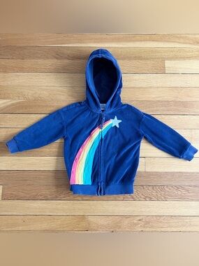 Hanna Andersson Rainbow Shooting Star Terry Toweling Zip Up Hoodie 90 3T
